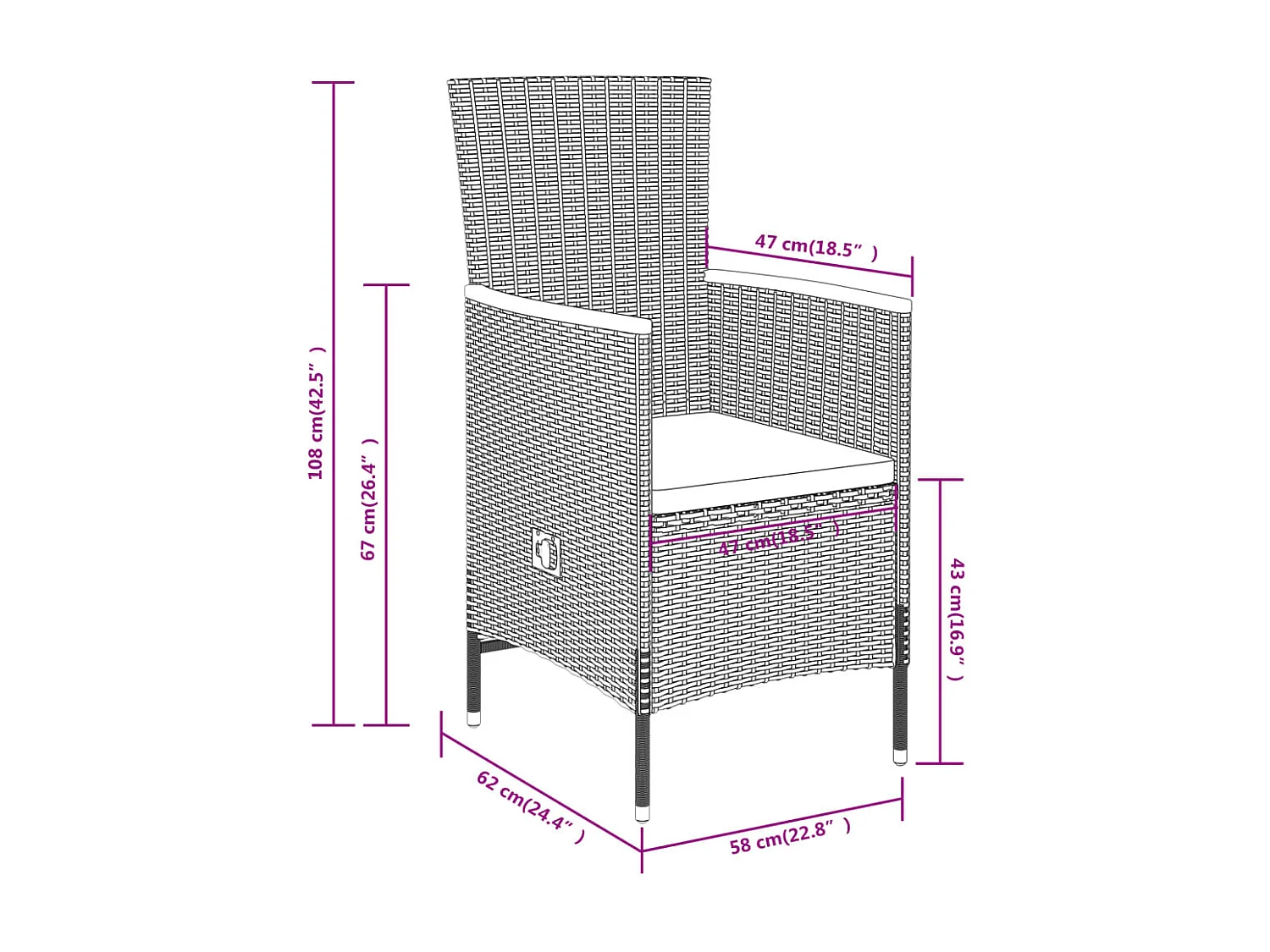 Ensemble à manger de jardin avec coussins 7 pcs Noir