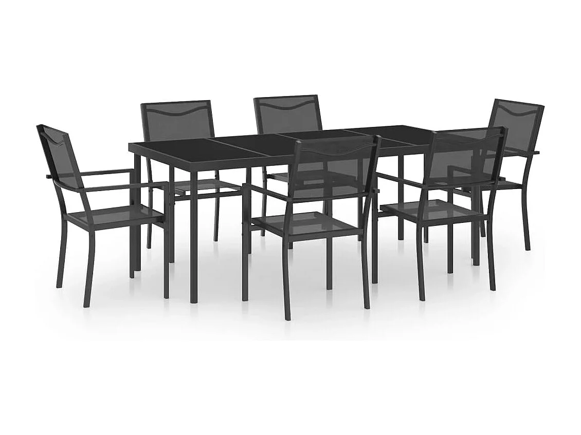 Mobilier de salle à manger d'extérieur 7 pcs Acier
