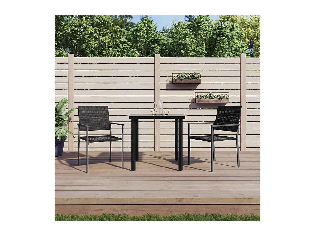 Ensemble à manger de jardin 3 pcs résine tressée acier
