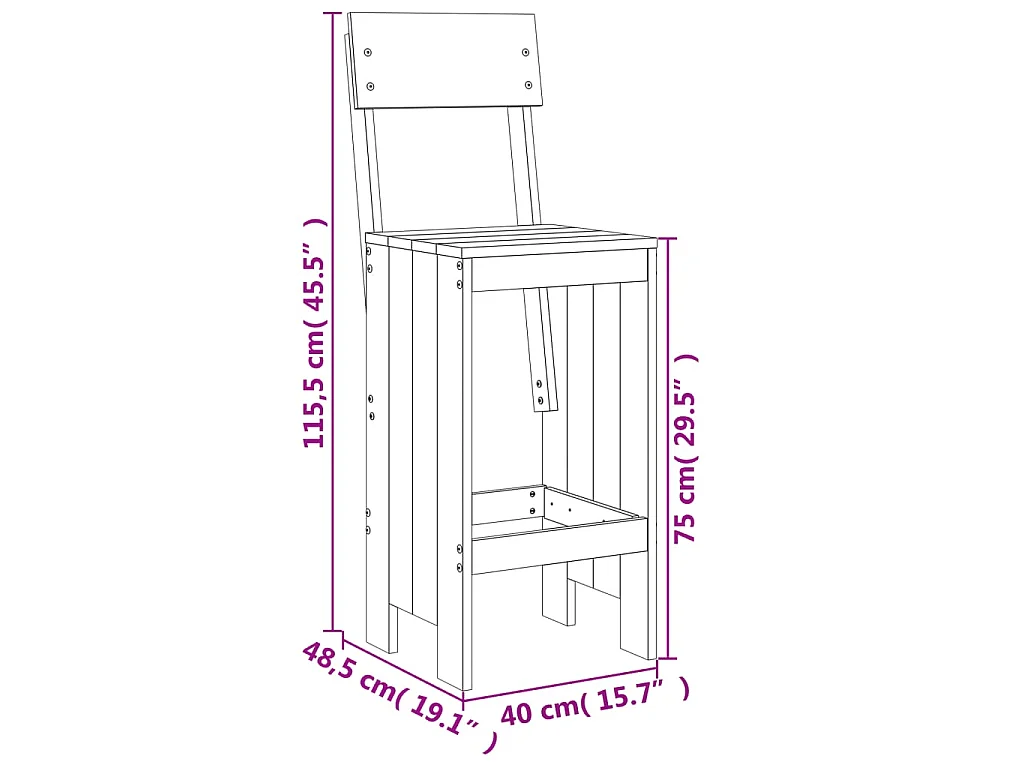 5-delige Tuinbarset massief grenenhout grijs