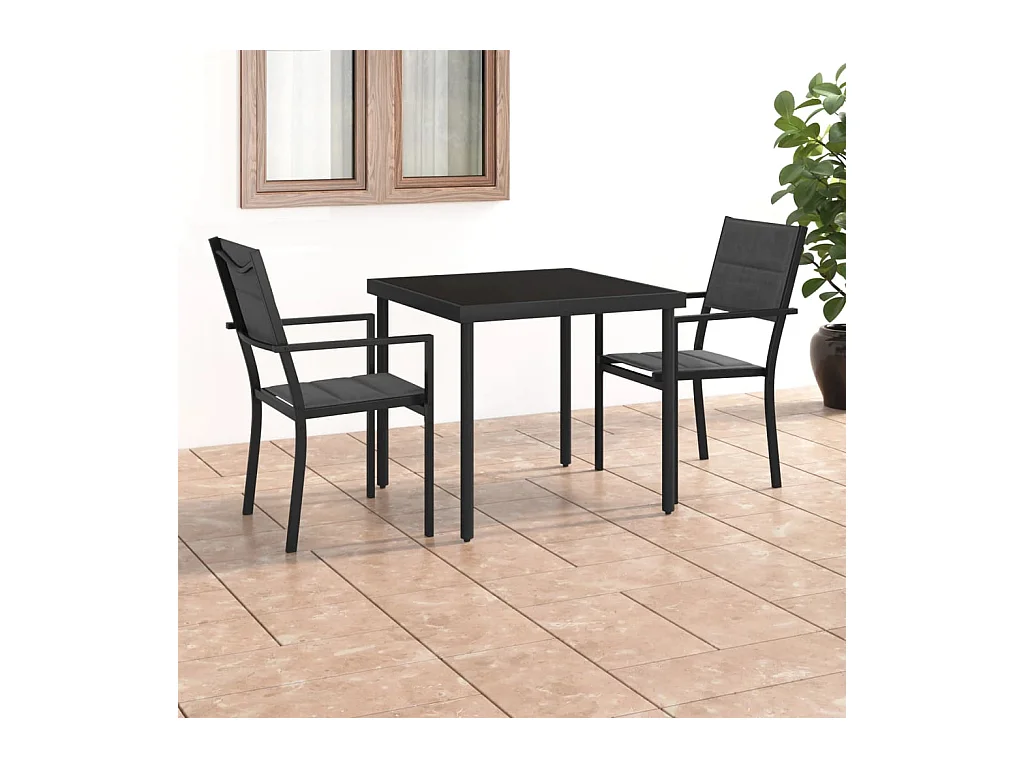 Ensemble à manger d'extérieur 3 pcs Acier