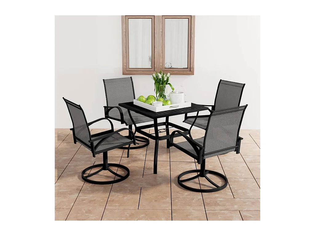 Ensemble à manger de jardin 5 pcs textilène et acier