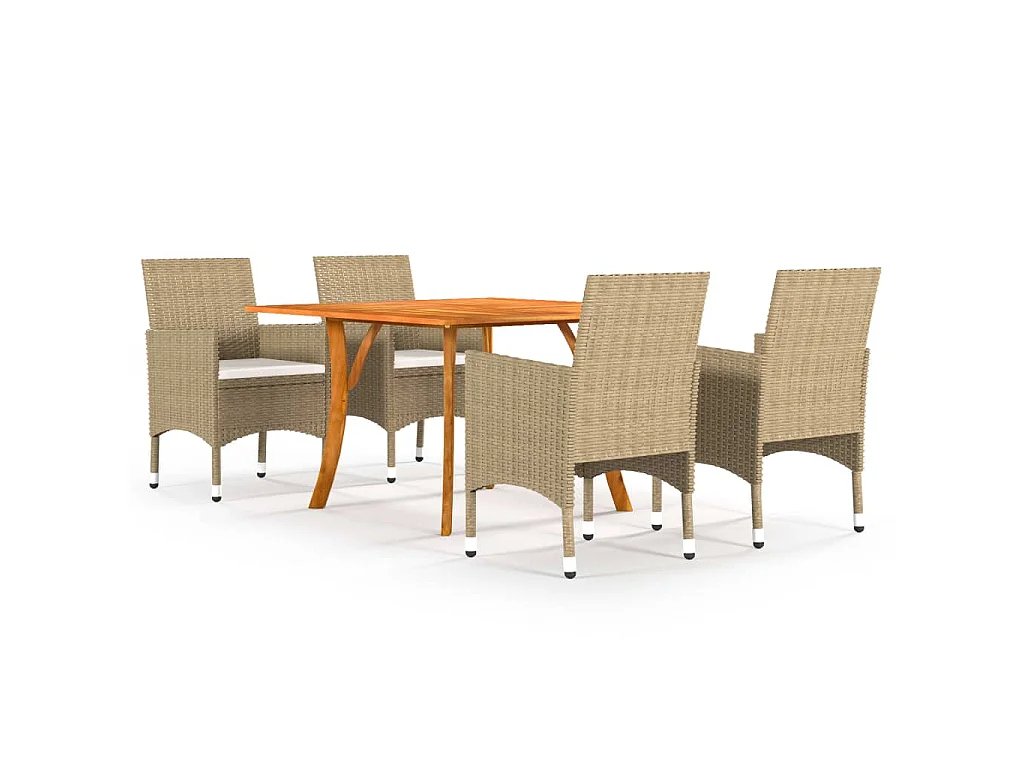 Set Mobili da Pranzo per Giardino 5 pz Beige