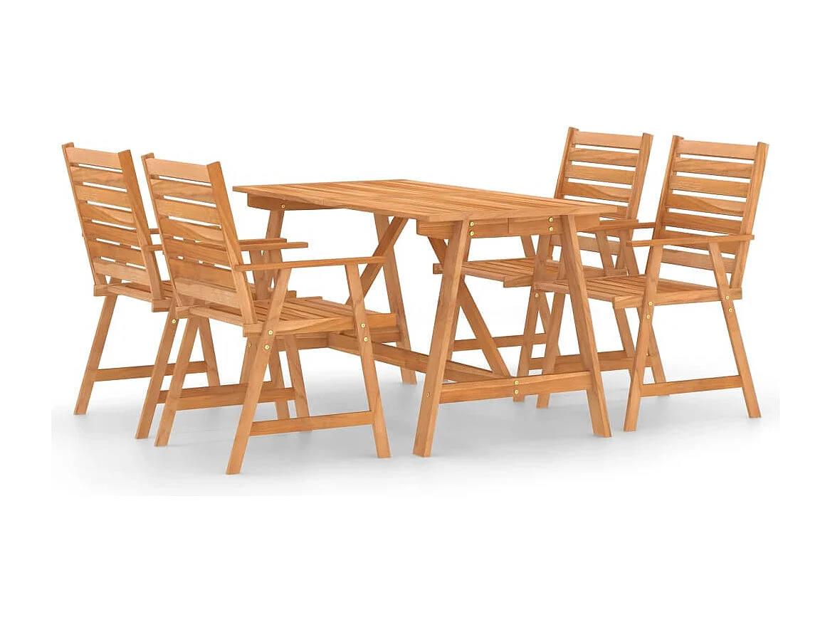 Ensemble à manger de jardin 5 pcs Bois d'acacia solide