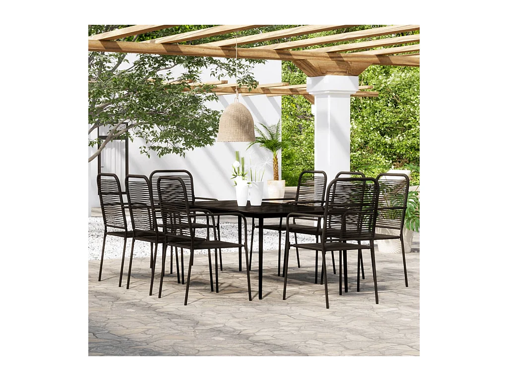 Ensemble à manger de jardin 9 pcs Noir