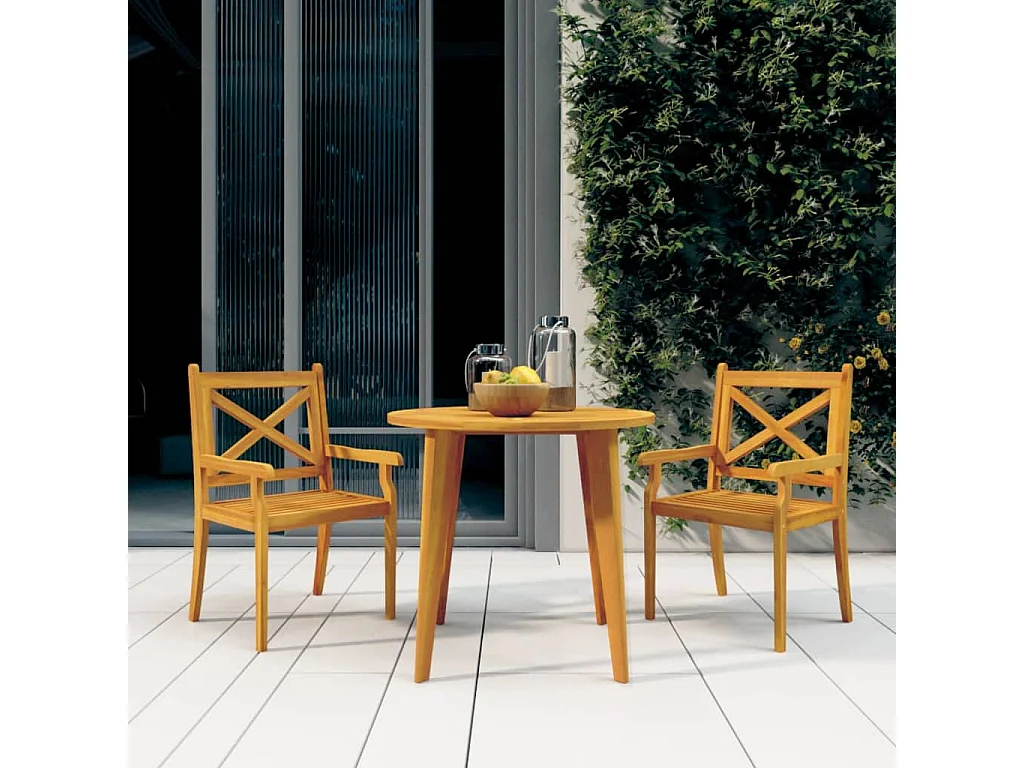 Set Mobili da Pranzo per Giardino 3 pz Legno Massello di Acacia