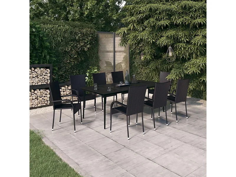 Ensemble à manger de jardin 9 pcs Noir