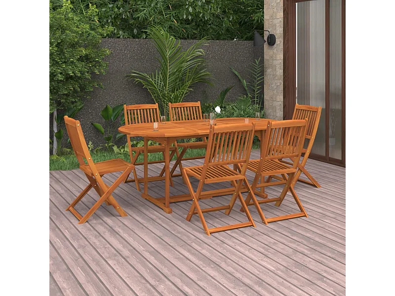 Set da Pranzo da Giardino 7pz 180x90x75cm Legno Massello Acacia