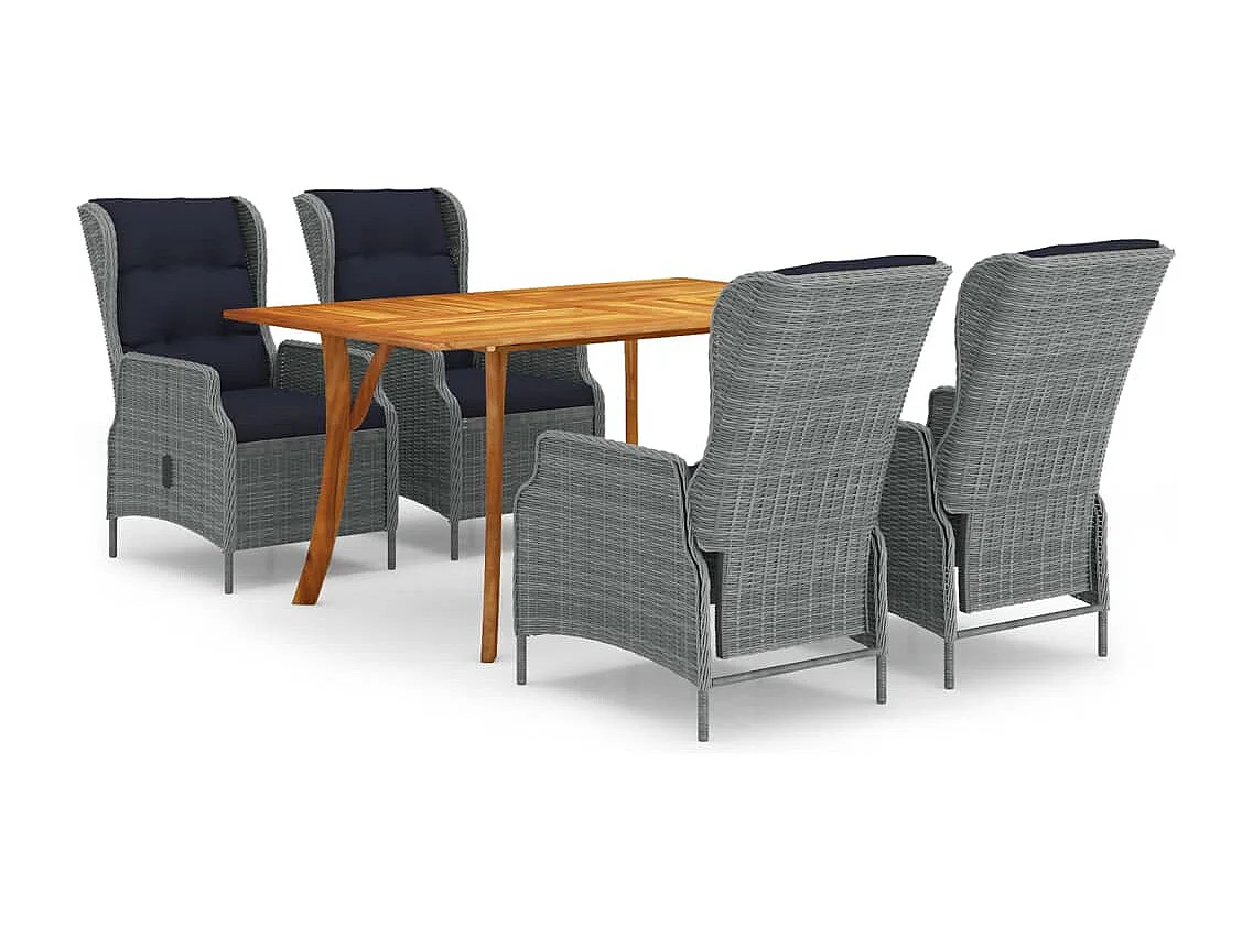 Set Mobili da Pranzo per Giardino 5 pz Grigio Chiaro