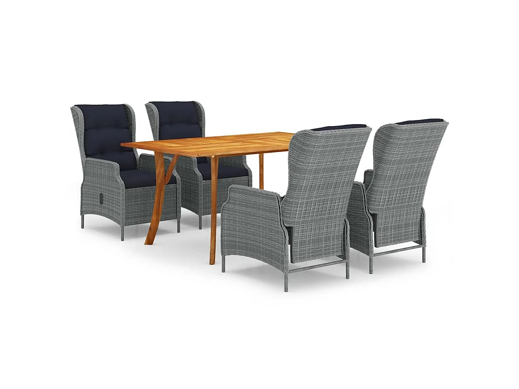 Ensemble à manger de jardin 5 pcs Gris clair