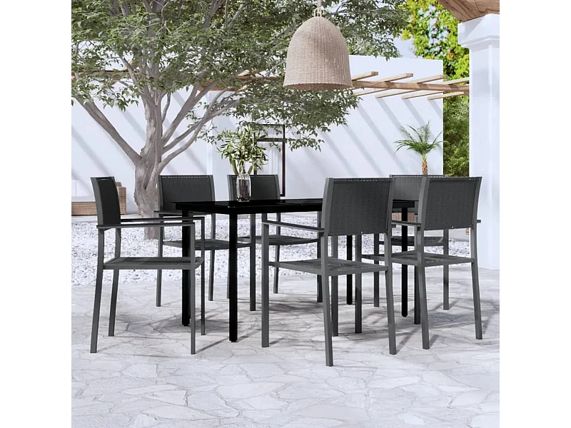 7-tlg. Garten-Essgruppe Schwarz