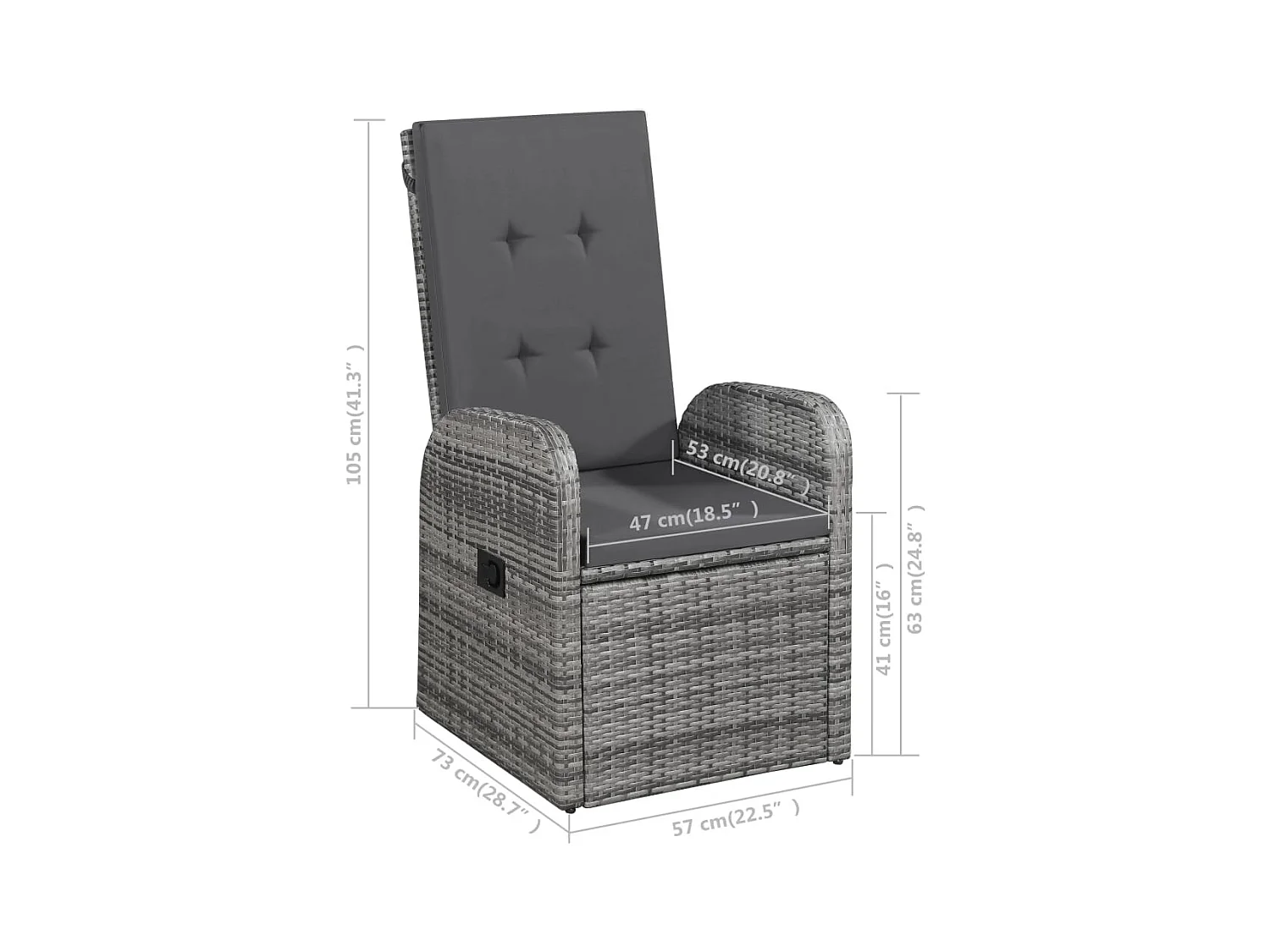 Ensemble à manger de jardin 7 pcs Gris