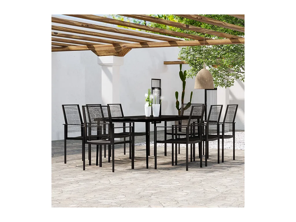 Ensemble à manger de jardin 9 pcs Noir