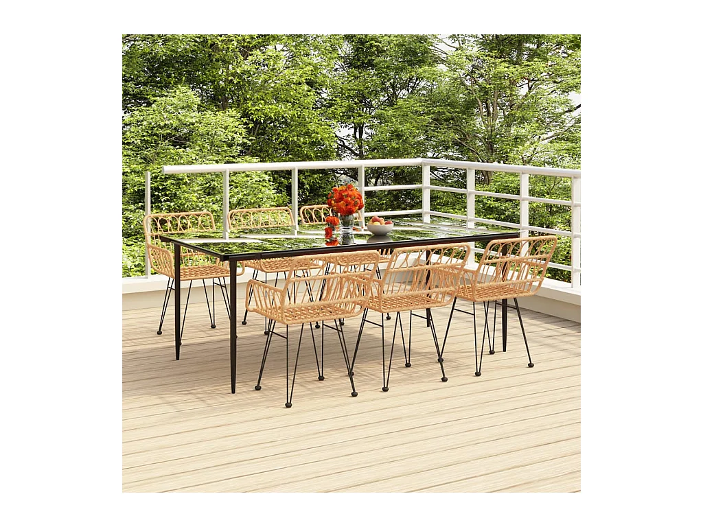 Ensemble à manger de jardin 7 pcs Résine tressée