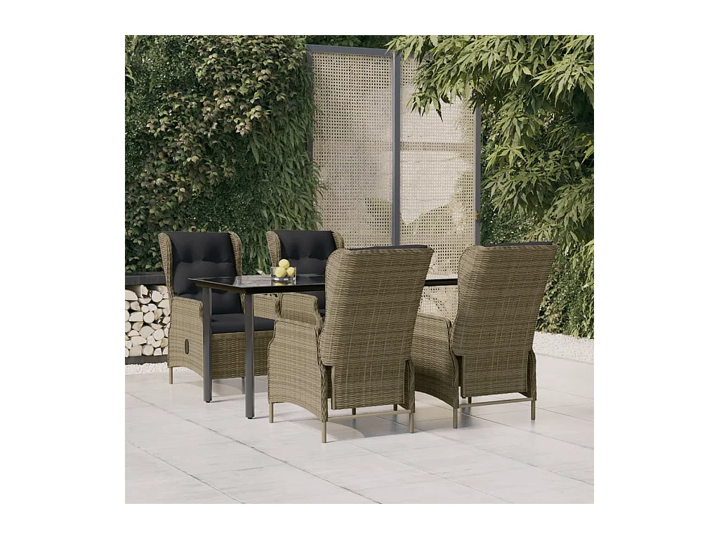Ensemble à manger de jardin 5pcs Marron Résine tressée