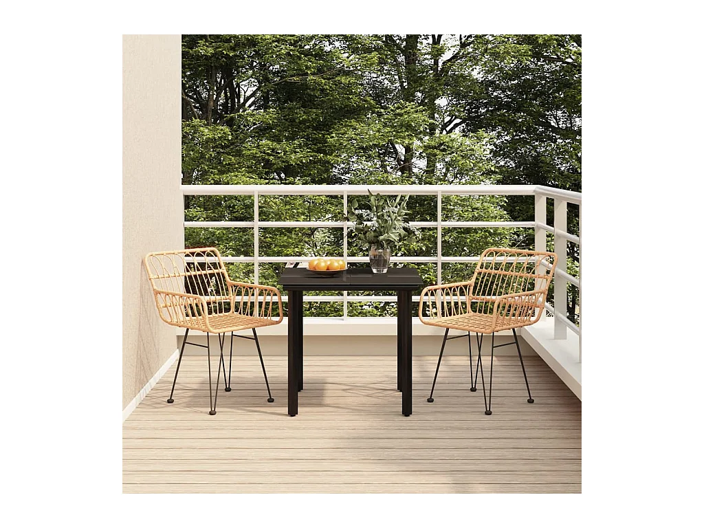 Ensemble à manger de jardin 3 pcs Résine tressée