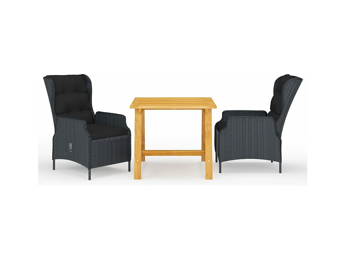 Ensemble à manger de jardin 3 pcs Gris foncé