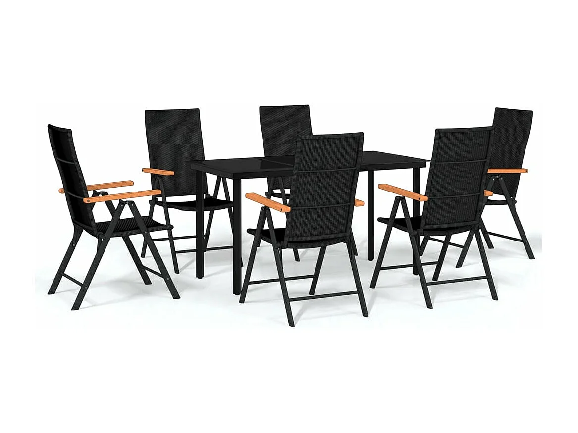 Ensemble à manger de jardin 7 pcs Noir