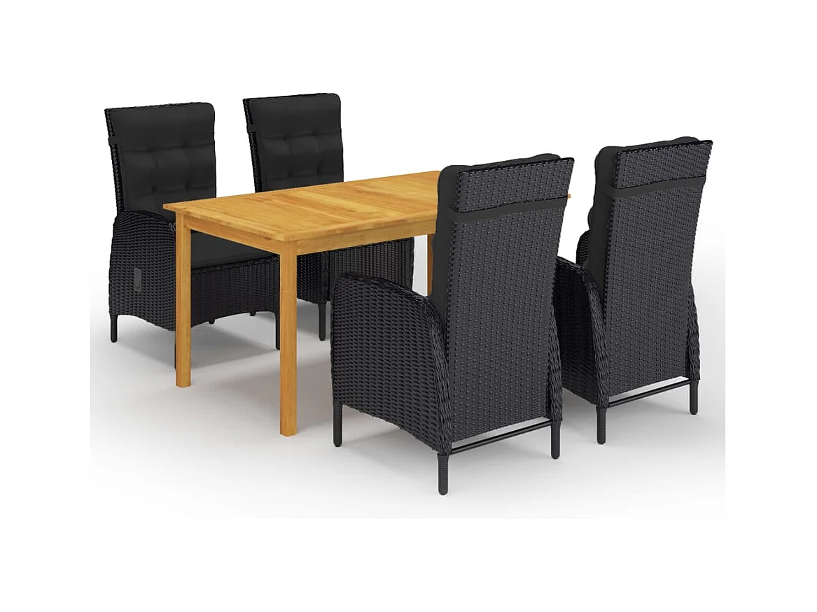 Ensemble à manger de jardin 5 pcs Noir