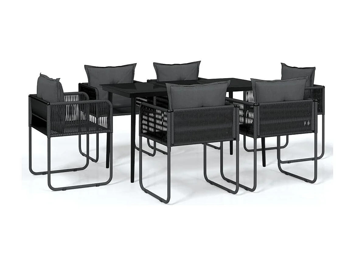 Ensemble à manger de jardin 7 pcs Noir