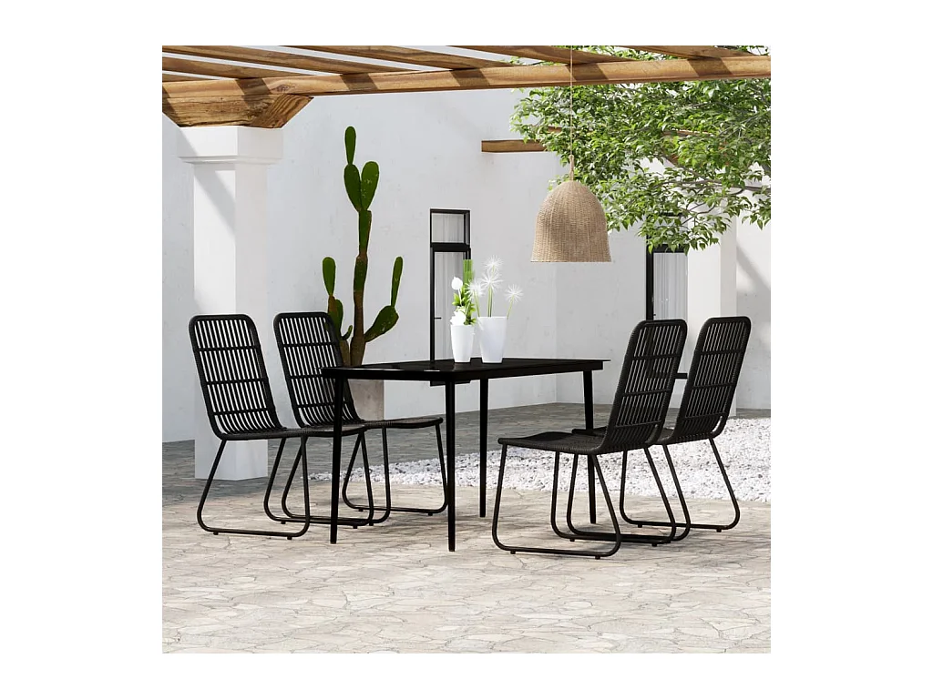 Ensemble à manger de jardin 5 pcs Noir