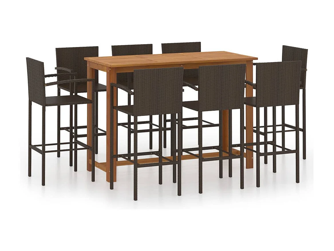 Set Bar da Giardino 9 pz Marrone