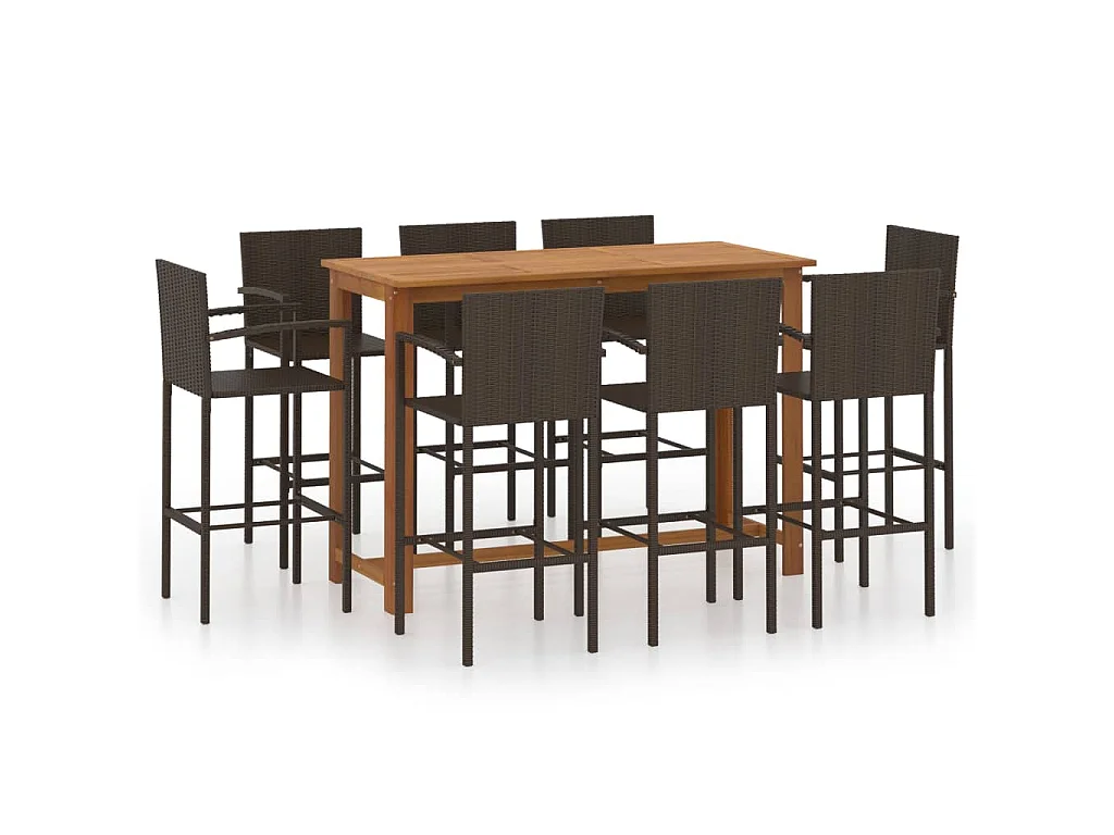 Set Bar da Giardino 9 pz Marrone