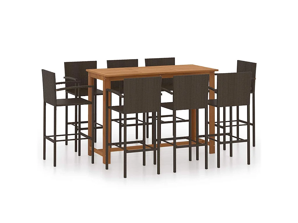 Set Bar da Giardino 9 pz Marrone