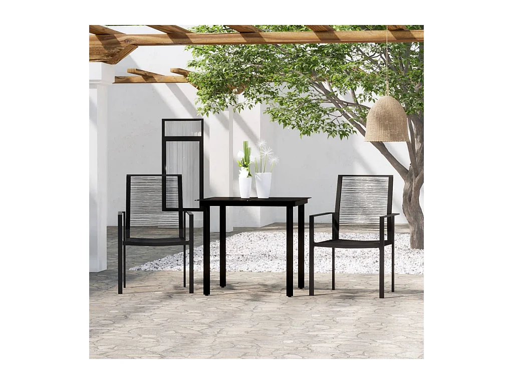 Ensemble à manger de jardin 3 pcs Noir