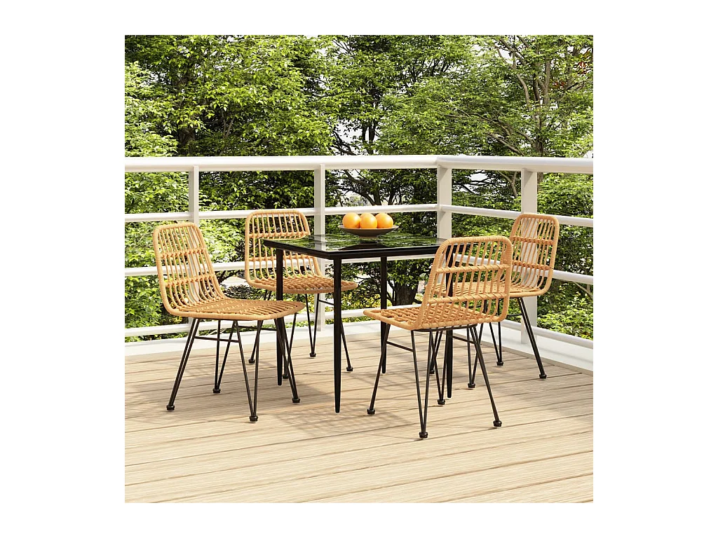 Ensemble à manger de jardin 5pcs Résine tressée