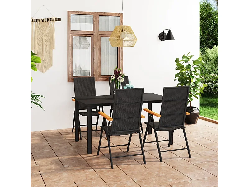 Set da Pranzo da Giardino 5 pz Nero e Marrone