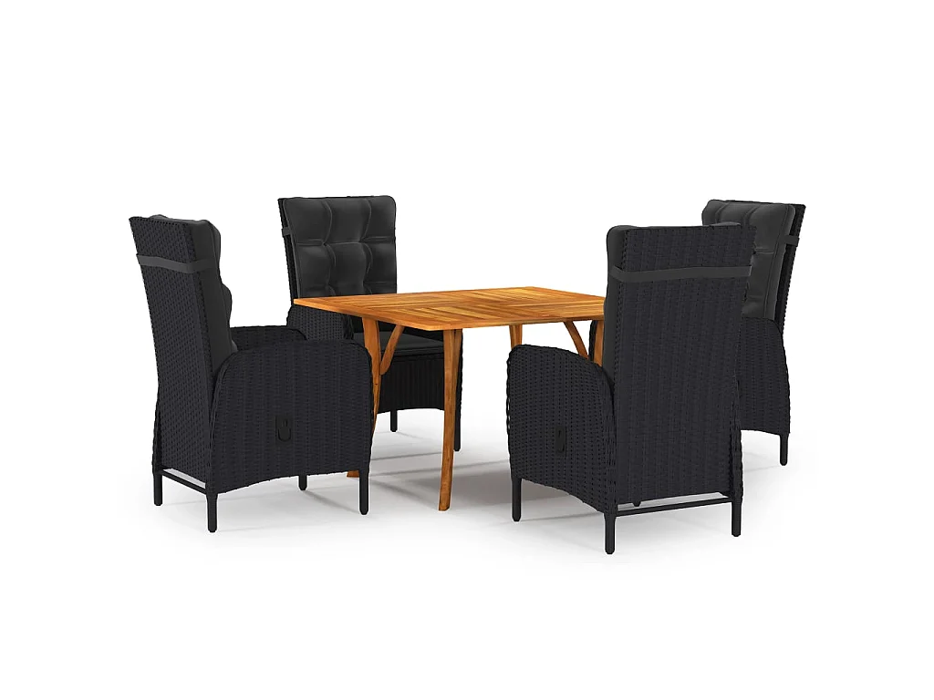 Set Mobili da Pranzo per Giardino 5 pz Nero
