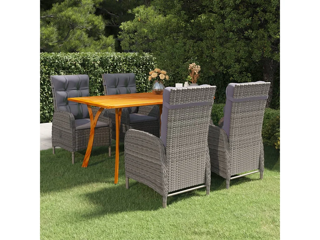 Set Mobili da Pranzo per Giardino 5 pz Grigio