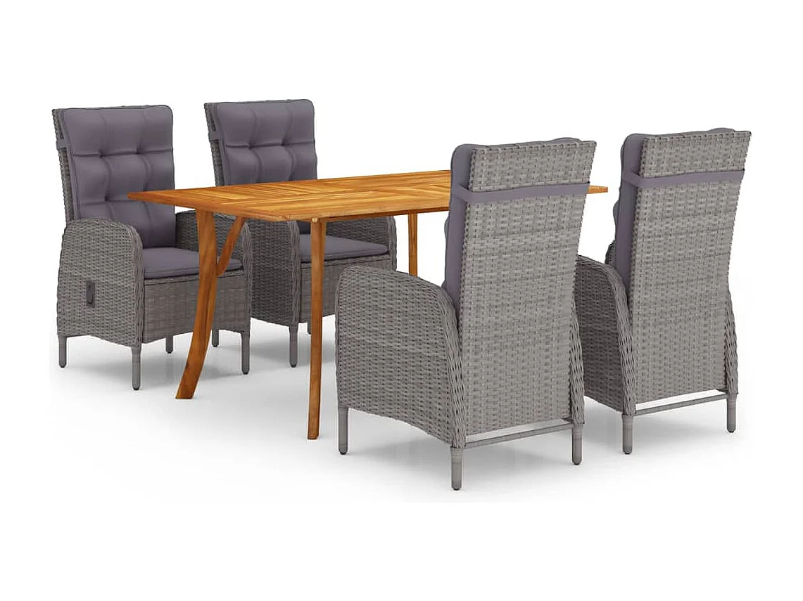 Set Mobili da Pranzo per Giardino 5 pz Grigio