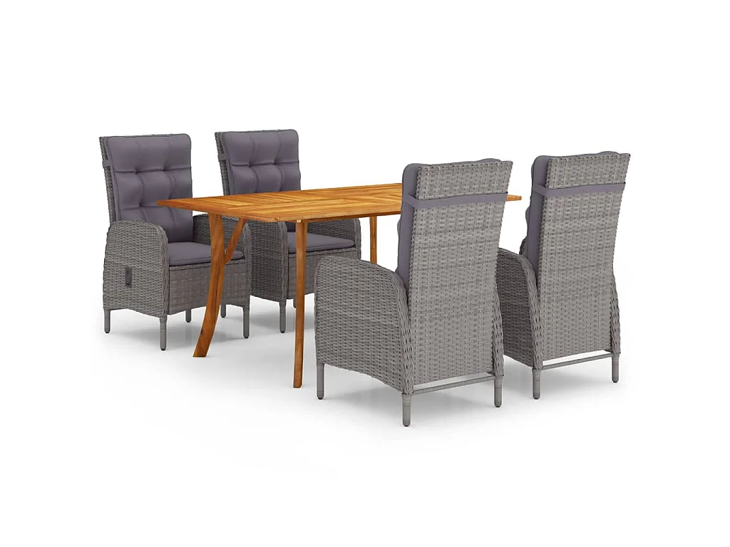 Ensemble à manger de jardin 5 pcs Gris