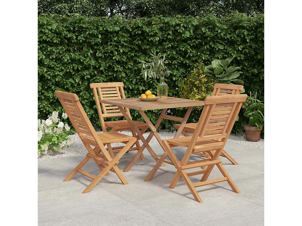 Ensemble à manger de jardin 5 pcs Bois de teck massif