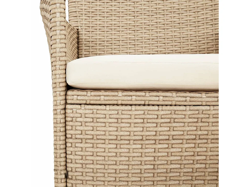 Ensemble à manger de jardin et coussins 3 pcs Beige poly rotin