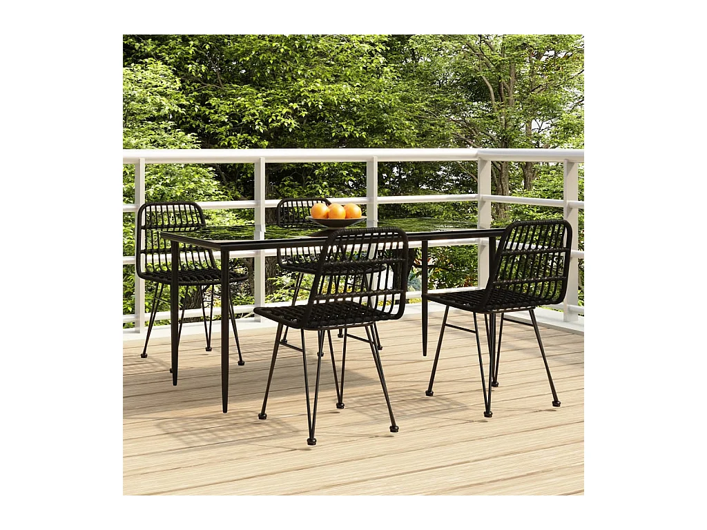 5-tlg. Garten-Essgruppe Schwarz Poly Rattan