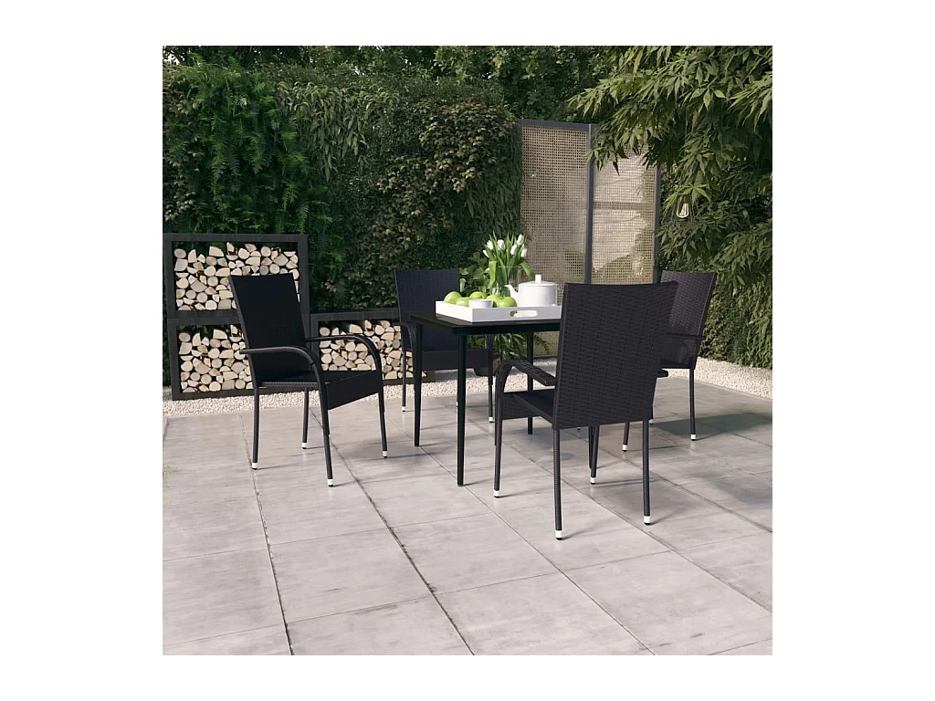 Ensemble à manger de jardin 5 pcs Noir