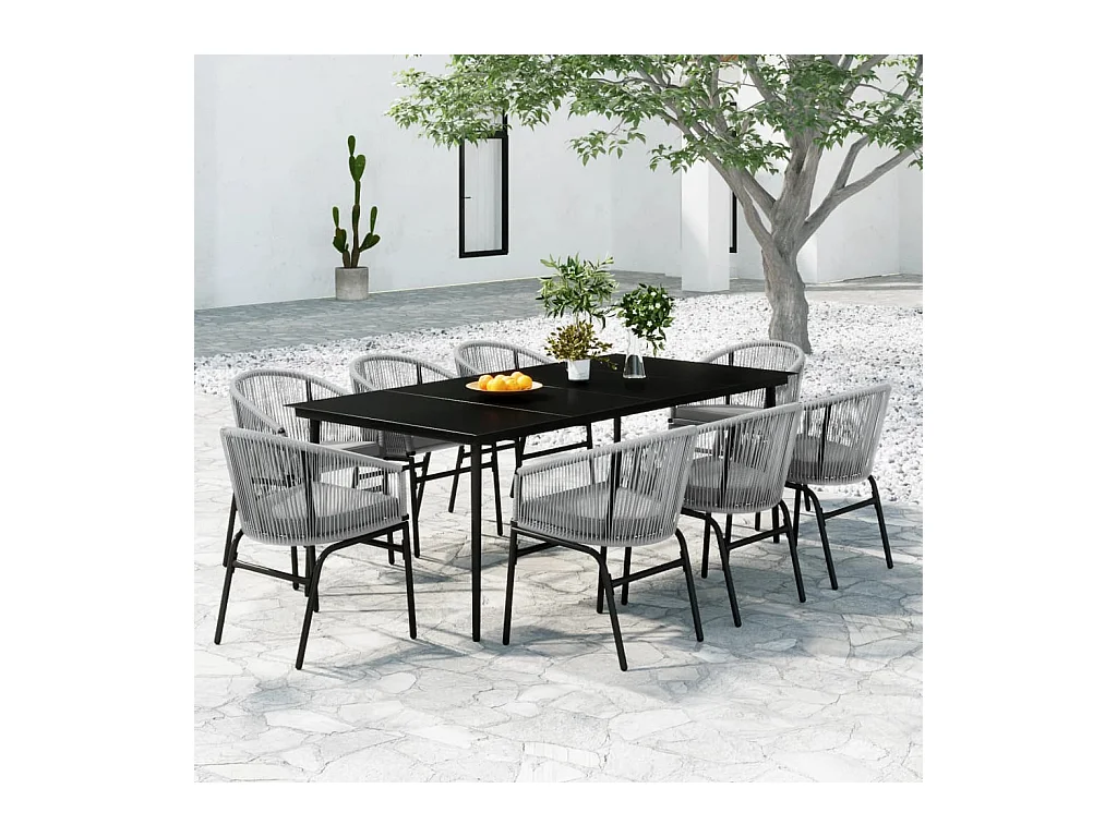 Ensemble à manger de jardin 9 pcs Gris
