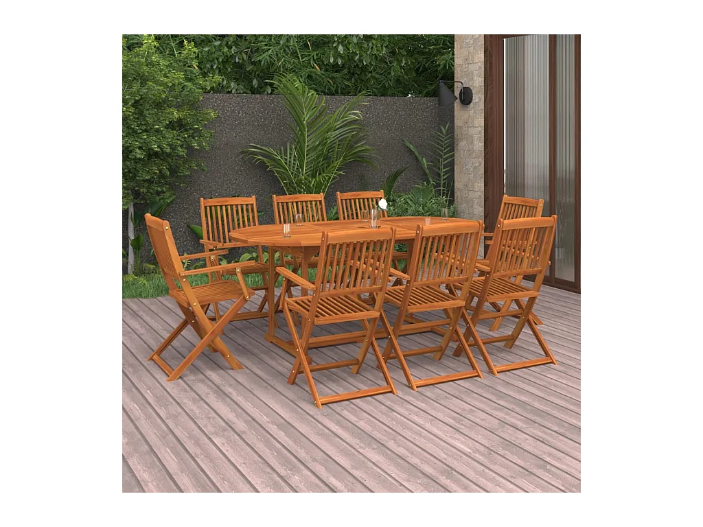 Ensemble à manger de jardin 9 pcs bois massif d'acacia