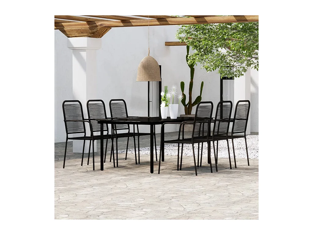 Ensemble à manger de jardin 7 pcs Noir