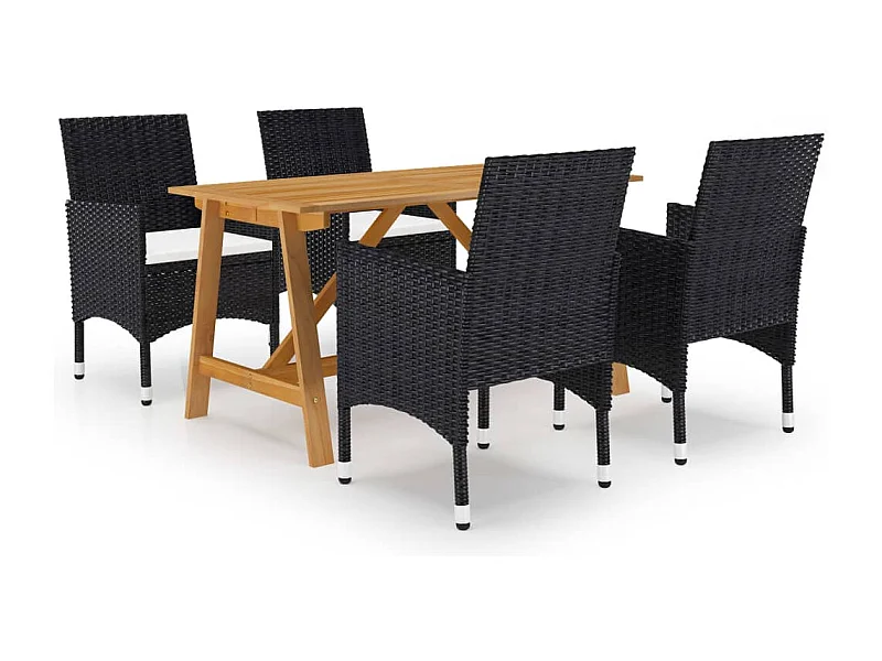 5 pcs conjunto de jantar para jardim preto