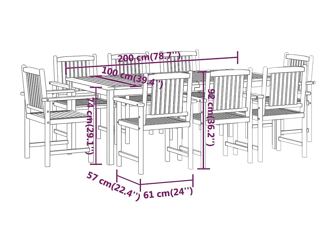 9-tlg. Garten-Essgruppe Massivholz Akazie