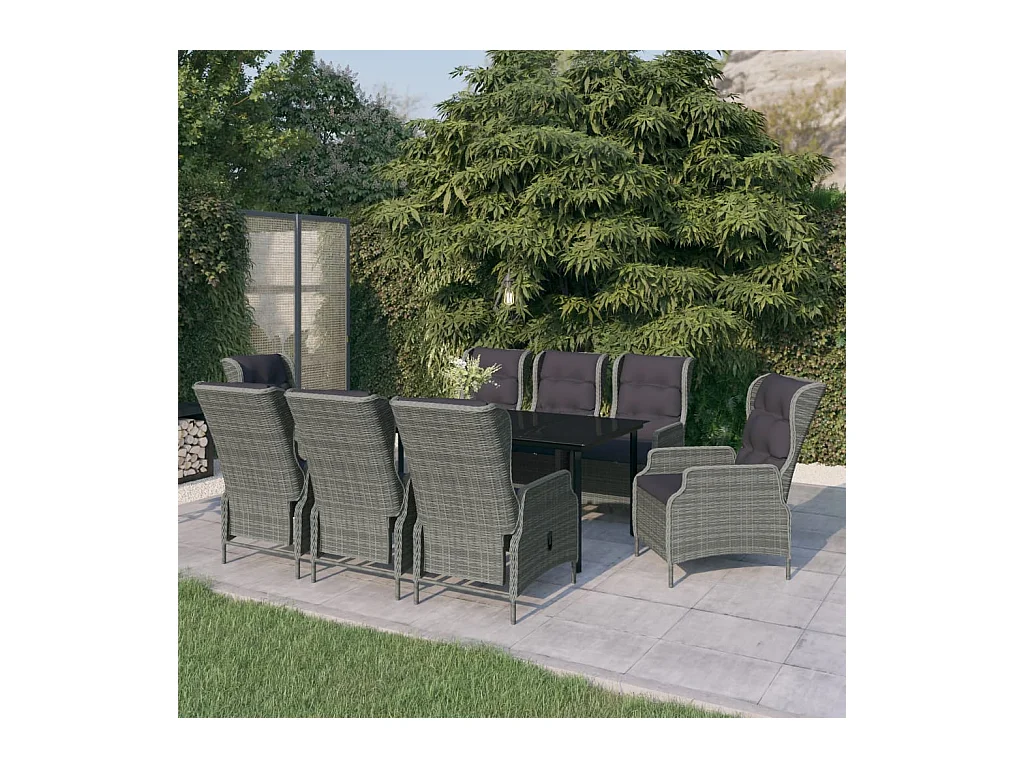 Ensemble à manger de jardin 9 pcs Gris clair