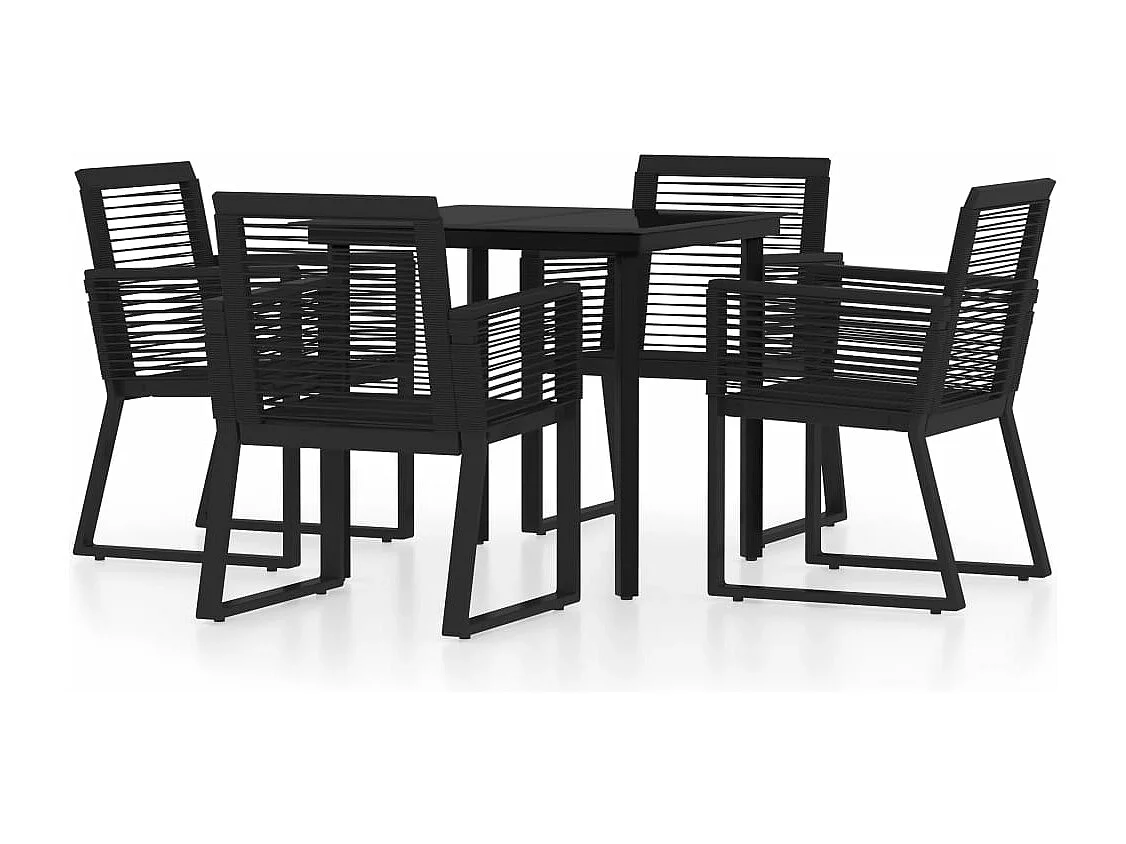 Ensemble à manger de jardin 5 pcs Noir