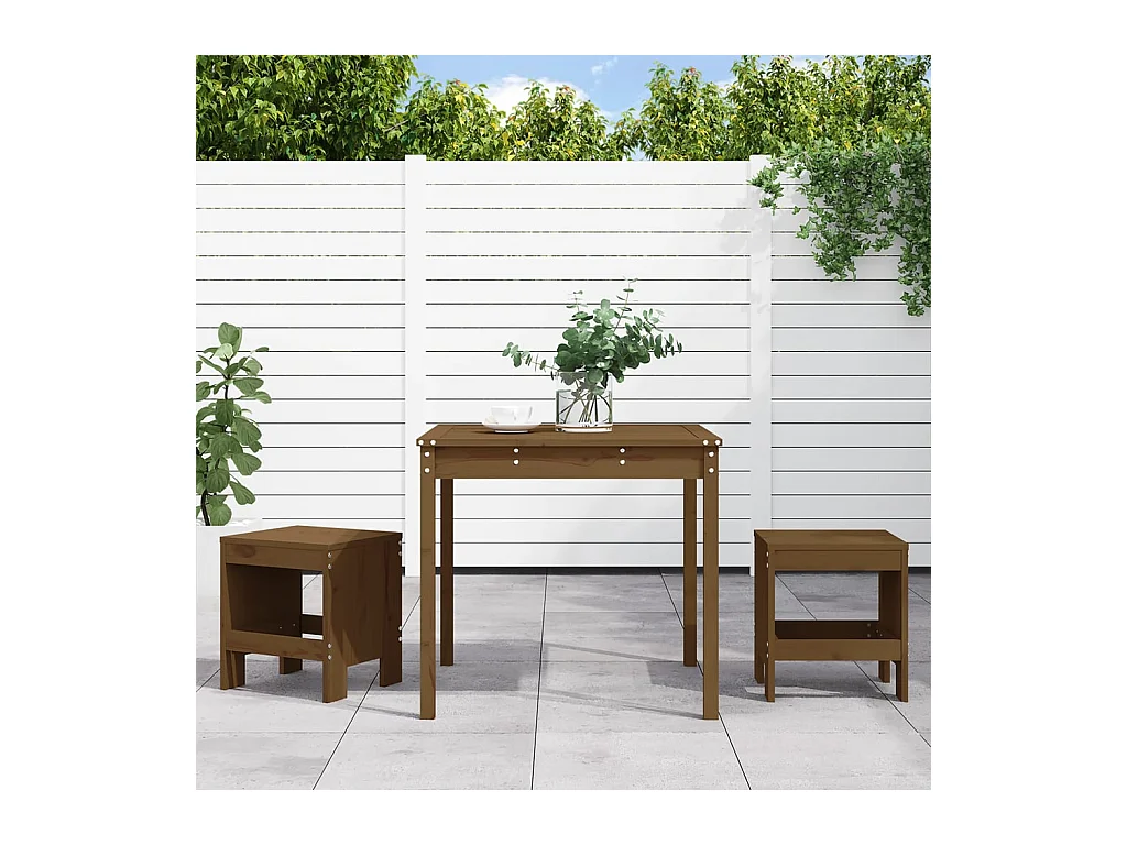 Ensemble de bistrot de jardin 3 pcs marron miel bois pin massif