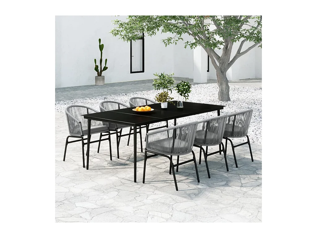Ensemble à manger de jardin 7 pcs Gris