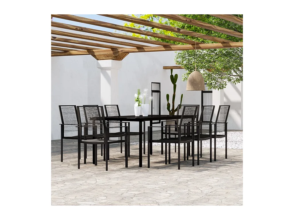 Ensemble à manger de jardin 9 pcs Noir