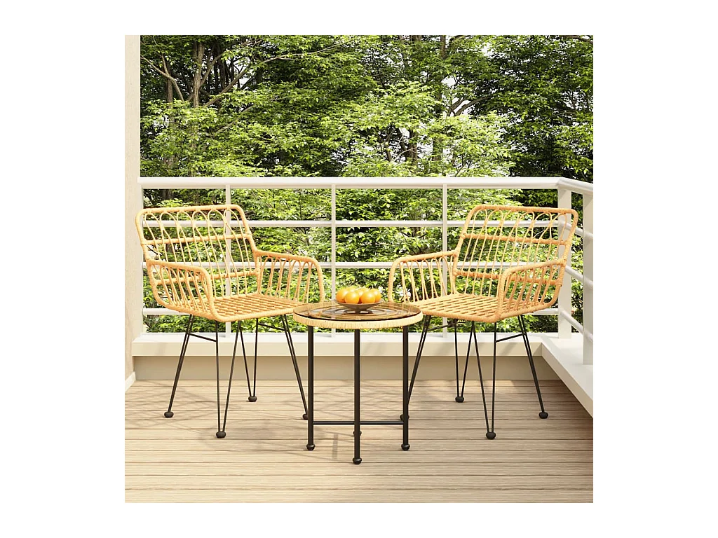 Ensemble à manger de jardin 3 pcs Résine tressée